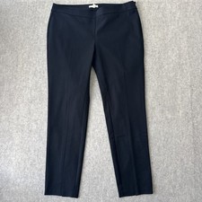 Eileen Fisher Slim Ankle Pants Womens L Black Organic Cotton Stretch Full Length