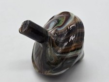 Andy Davis Slag Glass Spinning Top with Base Jabo Cullet Whimsy Whirlygig 7B