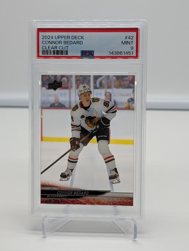 2024-25 Upper Deck Series 1 #42 Connor Bedard Clear Cut PSA 9 MINT Blackhawks