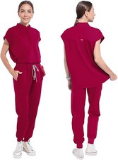 Stand Collar Women Nurse Uniform Suit Medical Scrubs Top  Pants for Work/Sport
