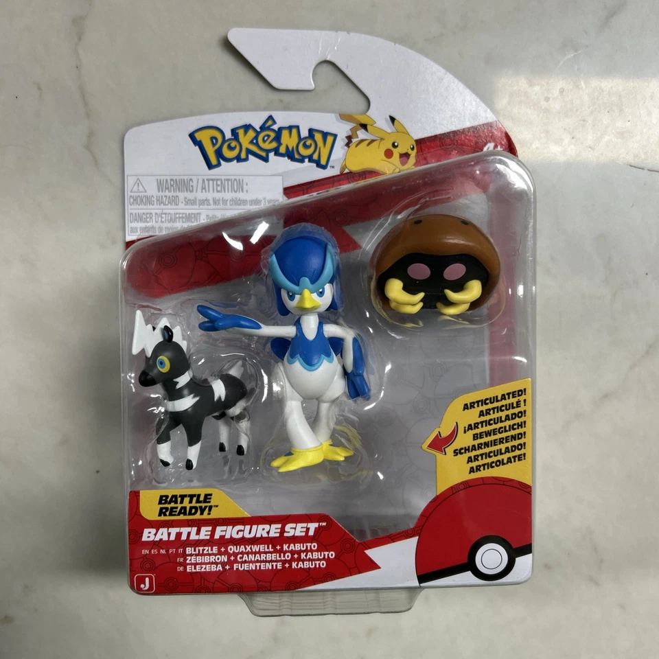 Новый набор боевых фигурок покемонов 3 шт. Blitzle, Quaxwell & Kabuto новые в упаковке. - Изображение 2 из 3