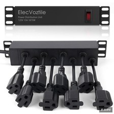 Power Strips 125 volts Overload Switch 1 Count 10 inch Rack PDU 8 Rear Outlets