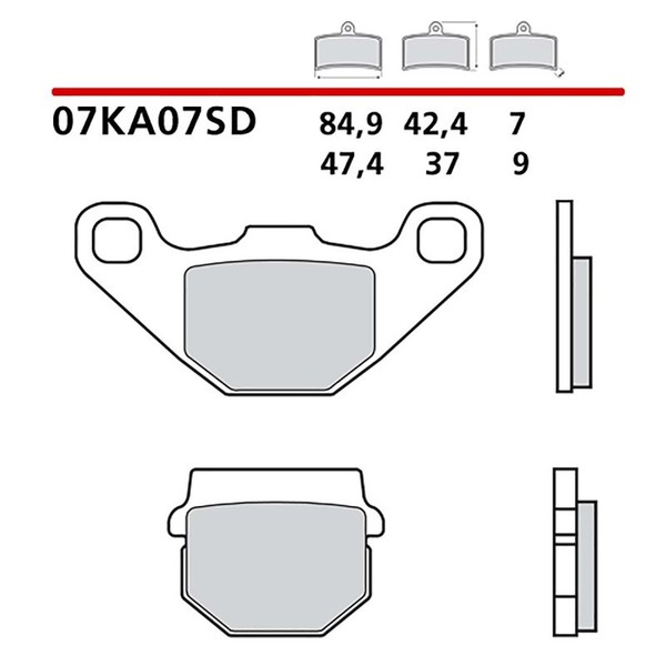Brembo Hintere BREMSBELAGE-KIT FUR Yamaha YFM R Raptor 90 09-09-COD.07KA07SD-image