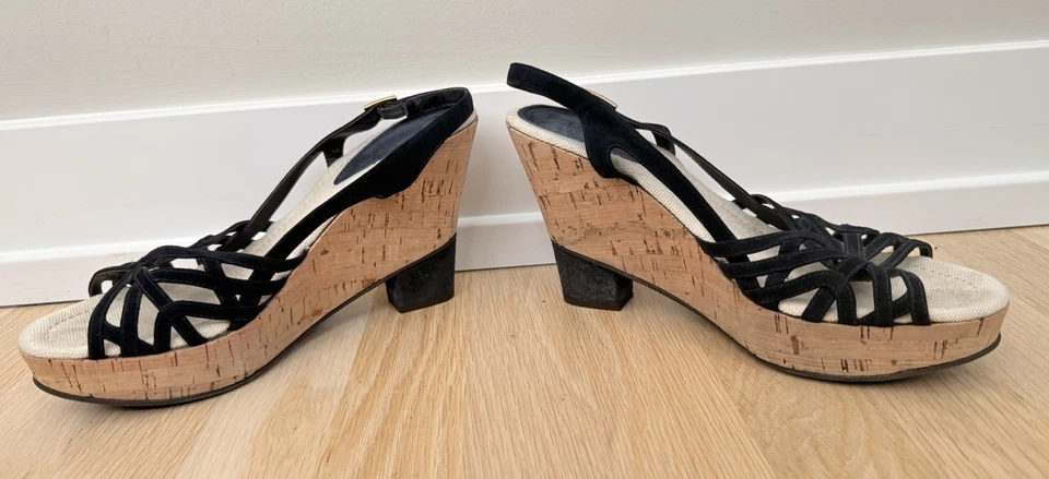 Fendi | Suede Cork Wedge Platform Sandals | Open Toe | Size 38.5 - Image 2 of 4