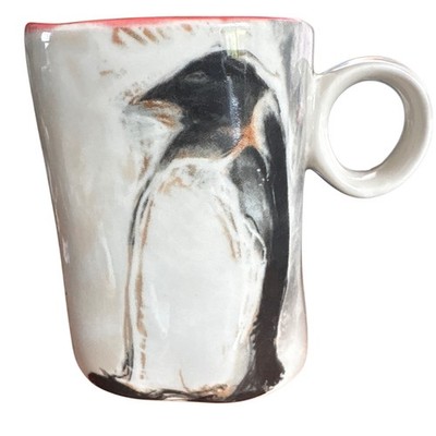 Anthropologie Penguin Northwood Sketch Mug Red Inside designed by Franna Lusson
