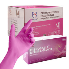1000pcs Nitrile Exam Disposable Rose red Gloves, Latex  Powder Free, Nail