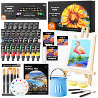 Acrylfarben Set 54 StüCk Kinder Malset Mit Staffelei Pinsel Leinwand