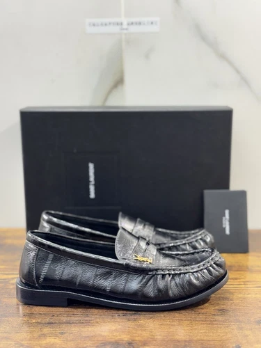 Saint Laurent Le Loafer 15 Women Black Leather Loafer 36.5 Flat Round Toe