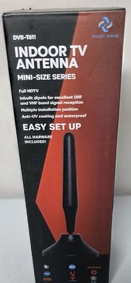 Indoor TV Antenna Mini-Size Series DVB-T611 Full HDTV Easy Set Up Hardware Inclu