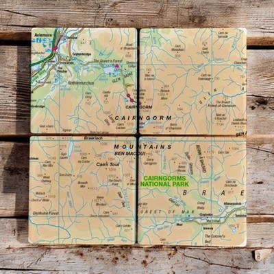 OS Map Ceramic Four Coaster Set - Cairngorms National Park (General merchandise)