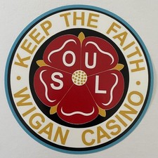 NORTHERN SOUL VINYL STICKER - WIGAN CASINO - KEEP THE FAITH - LIGHT BLUE