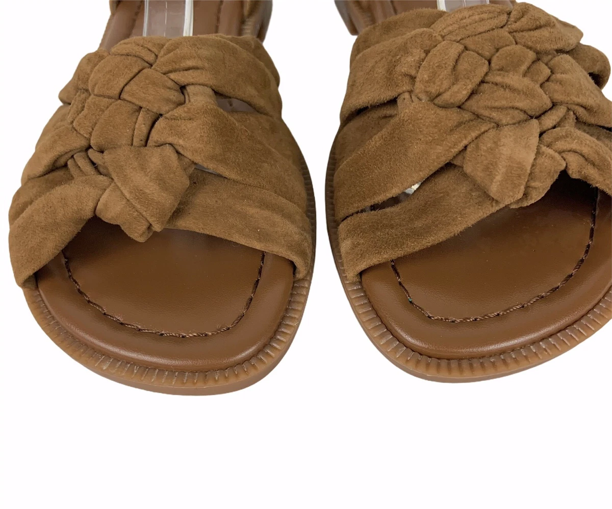 Nine West Womens Sandals Xameera Brown Faux Suede Wrap Ankle Tie Flat Shoes 6M