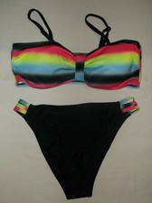 Shein girls 12-13yrs 2pc bikini swimsuit neon ombre high leg cut nip kawaii 80's