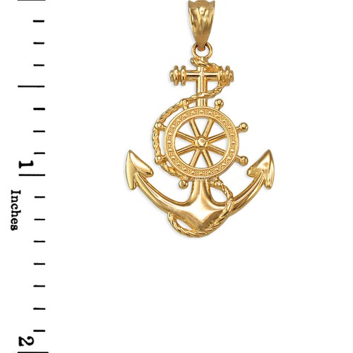 Gold Nautical Anchor Pendant Necklace - Picture 20 of 34