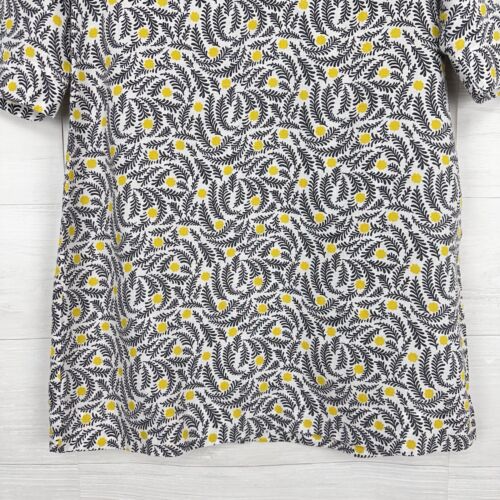 Boden Floral Linen Tunic Dress Women 8 L Gray Yellow 3/4 Sleeve V Neck Pullover - Picture 4 of 13