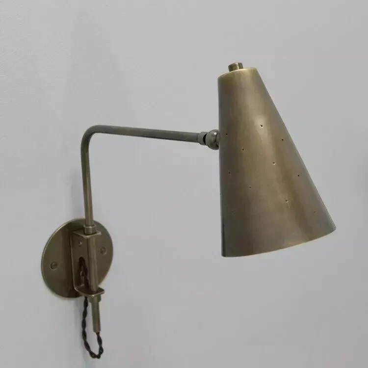 Rustic Sconce Raw Brass one Light shade Handmade Vintage Wall Mid Century Modern - Image 2 of 4