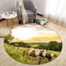 3D Roadside Cow Grass S145 Animal Non Slip Rug Mat Elegant Photo Carpet Sunday