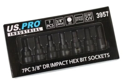 US PRO Industrial Impact Sechskant Bit Steckschlüsselsatz 3/8'' Antrieb H3-H10 7tlg 3957 Inbusschlüssel