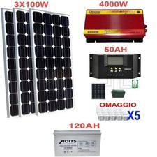 Kit Fotovoltaico 3 Kw Giornaliero Pwm Inverter 4000w Isola Solare Pannello 100 W