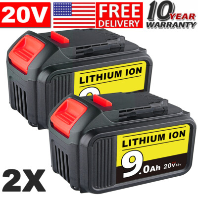 2 Pack 9.0AH for Dewalt 20V 20Volt Max Lithium Battery DCB206-2 DCB205 DCB200 US