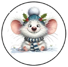CUTE CHRISTMAS MOUSE WINTER ENVELOPE SEALS LABELS STICKERS PARTY FAVORS