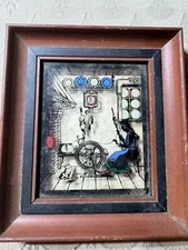 Vintage C&A Richards Boston Massachusetts "Colonial Interior" Silhouette-Framed