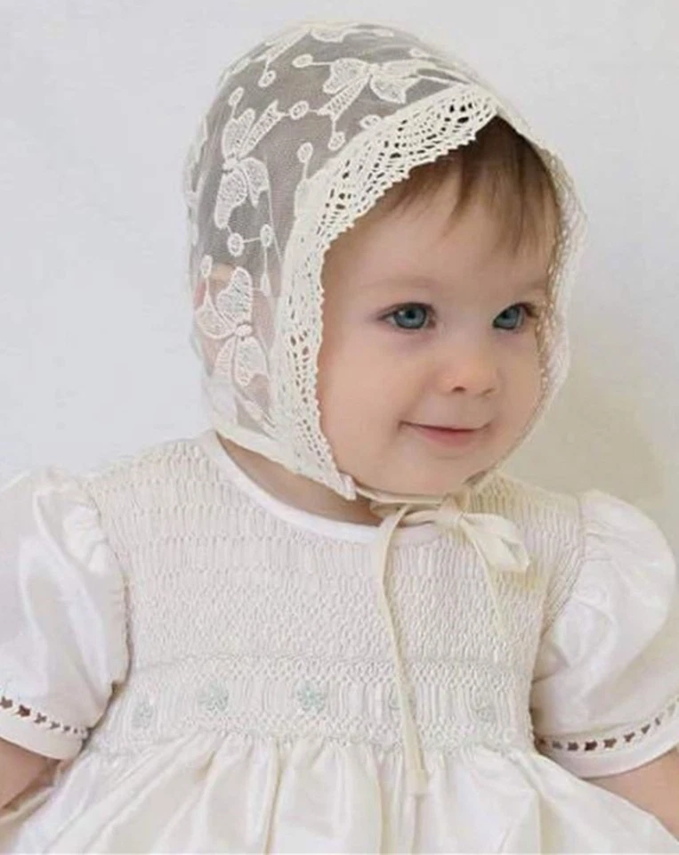 Baby Girl Princess Beige Lace Bow Embroidery Bonnet Beanie Summer Sun Hat Cap  - image 2 of 4