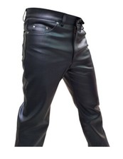 Men's Leather Pants 80s Punk Rock Silky Motorcycle Gothic Biker Trouser