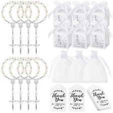 200 Pcs Baptism Favors Set, 50 Pieces Mini Rosary 50 Pieces Baptism Party Gif...