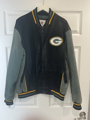 Vintage Green Bay Packers Leather Varsity Bomber Jacket Men s XL NFL Football