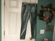 Pilcro and the Letterpress High Rise Skinny Green Velvet Pants Size 28 CON35 