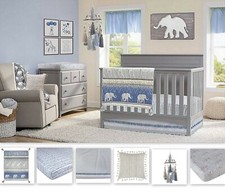 OiOi Safari 6-Piece Nursery Set Crib Bedding Ceiling Mobile Changing Pad Cover