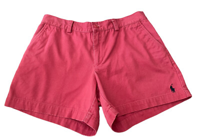 Ralph Lauren Woman's New Sport Chino Flat Front Pink Shorts Sz4
