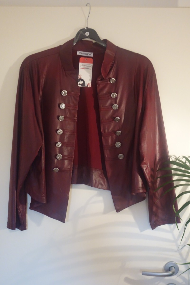 MAGNA Jacke Bolero Kunstleder-Optik 40 42 NEU bordeaux Stretch