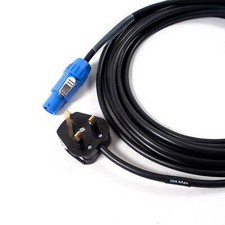 Blue Locking Speaker/Amp Power Lead. UK Plug to Twist Lock Mains Cable