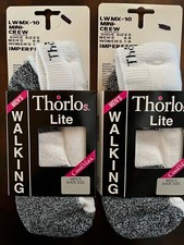 2 PAIR THORLO LITE COOLMAX MINI-CREW WALKING SOCKS, MEDIUM, IMPERFECT USA