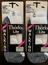 2 PAIR THORLO LITE COOLMAX MINI-CREW WALKING SOCKS, UNISEX MEDIUM, IMPERFECT USA