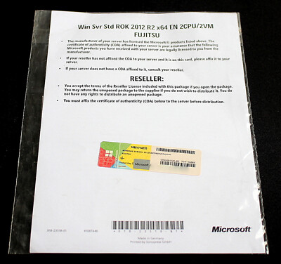 Microsoft Windows Server 2012 R2 Standard ROK Fujitsu EN 2CPU/2VM / DVD NEU
