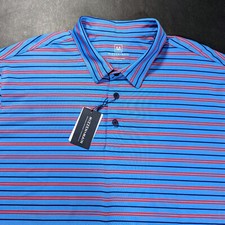 Mizzen + Main Men's Size XL 2XL Blue Striped Versa Performance Golf Polo Shirt