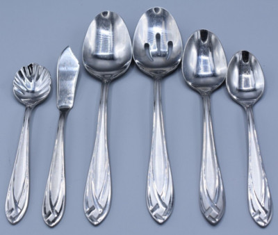 Hampton LACE FROSTED 6-Pc Set Serving Sugar Place Spoons Butter Knife Teaspoon