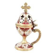 Colored Orthodox Brass Incense Burner - Handmade - High Quality 5.6" 14.3cm