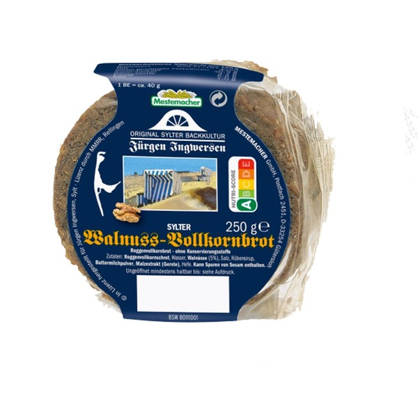 Mestemacher Pan De Nueces Redondo Integral Vegetariano 250 g