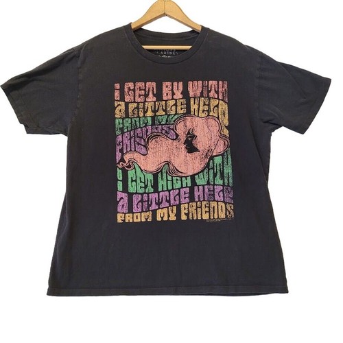 Beatles Lyrics By Lennon McCartney T-Shirt Size L Little Help From My Friends