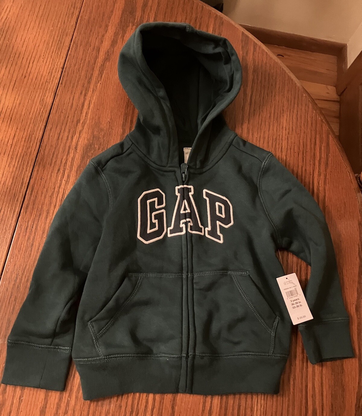 3 Year Toddler Green Gap Hoodie Full Zip Cotton Toddler Boy's Size 3T NEW