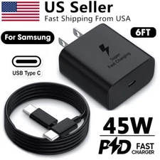 45W Type USB C Super Fast Wall Charger +6ft Cable For Samsung Galaxy S21 S22 S23