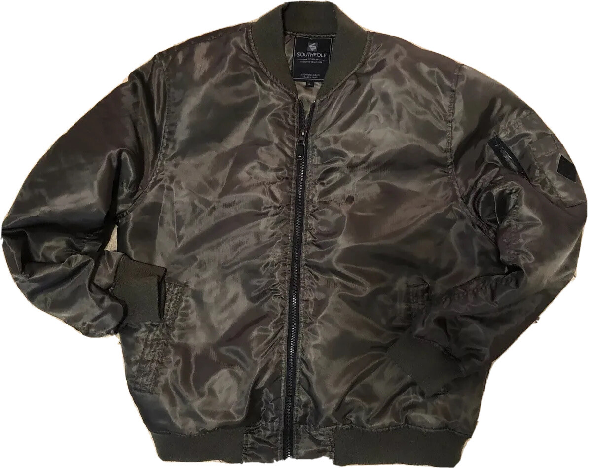 Southpole Olive Green Bomber Jacket for Men Size Large-image