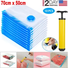 10 x Jumbo Vacuum Storage Bags Travel Space Saver Garment Seal Clothes Hand Pump