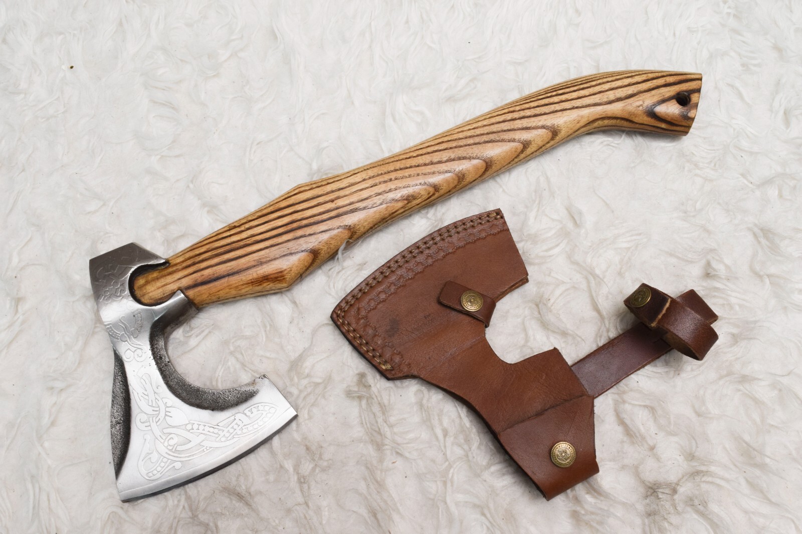 CUSTOM HAND FORGED CARBON S VIKING BEARDED CAMPING HATCHET TOMAHAWK #H-714