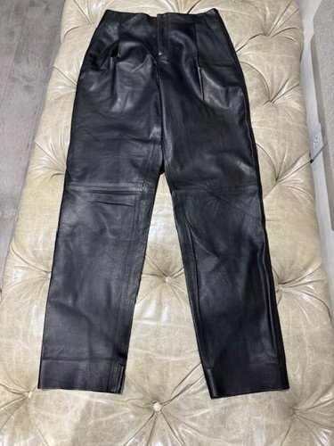 Authentic New $1195 VINCE Black Leather Pants Size 0 - Picture 2 of 7