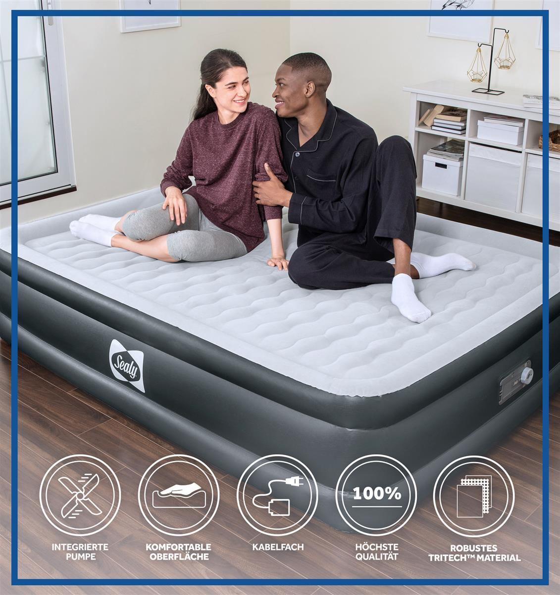 AVENLI Luftbett Queen Size 203x152x22 Cm - Bequeme Gästematratze Für Zuhause & Camping | Velours Oberfläche